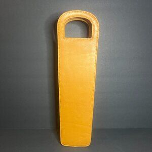 Clava Vachetta Tan Leather Single Wine Bottle Carrier Holder Bag w/ Handle 15"